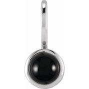 14K White Natural Black Onyx Charm/Pendant