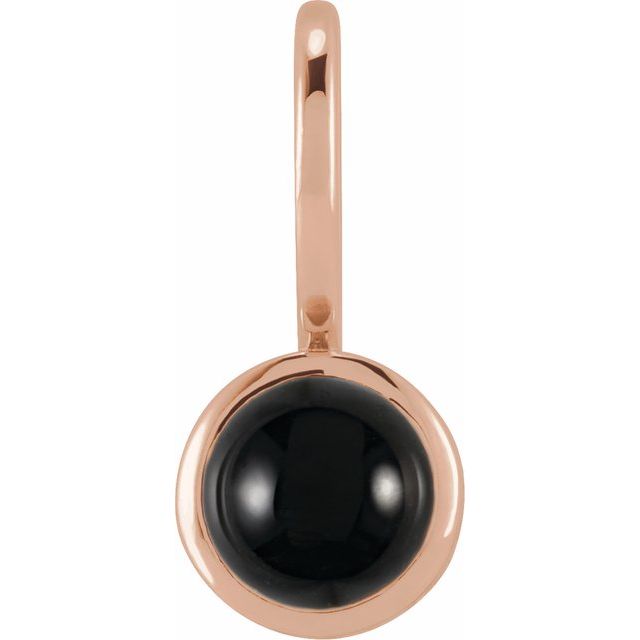 14K Rose Natural Black Onyx Charm/Pendant