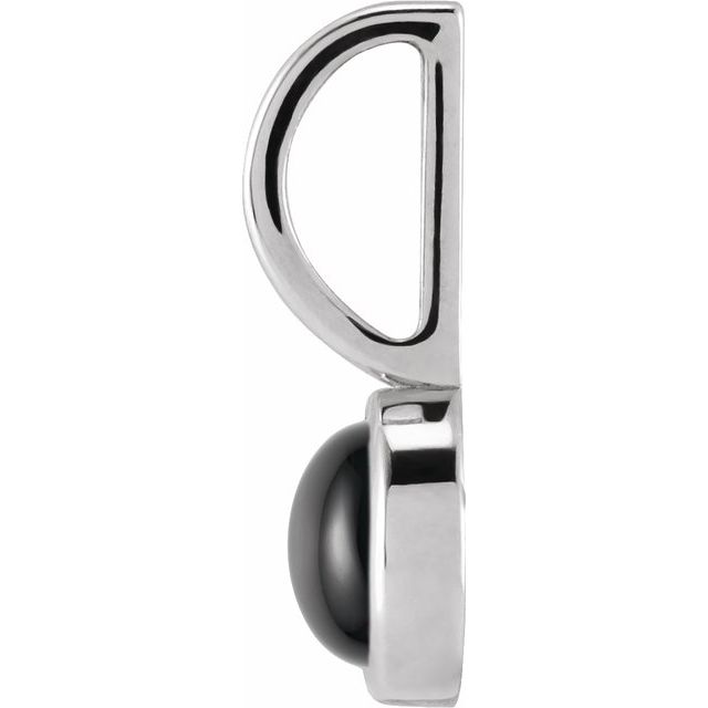 14K White Natural Black Onyx Charm/Pendant