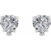14K White Natural White Sapphire Stud Earrings