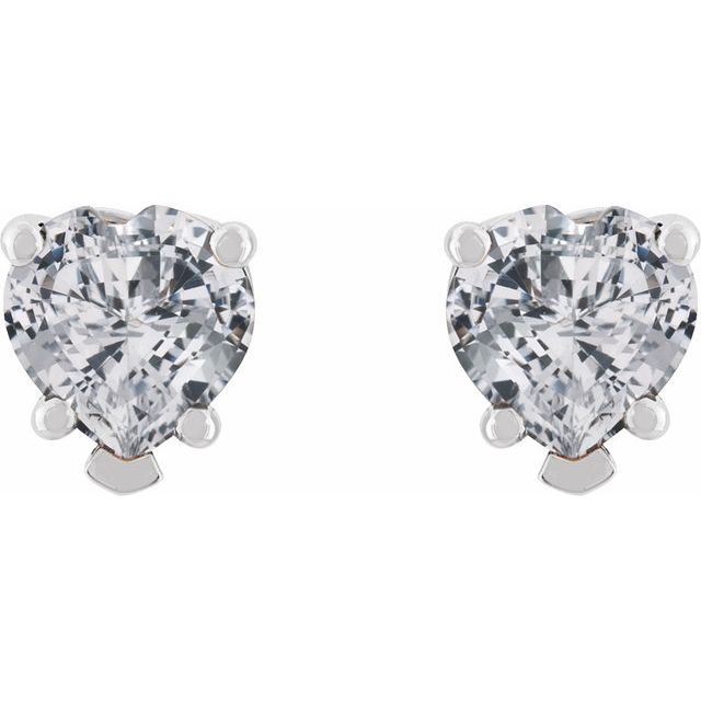 14K White Natural White Sapphire Stud Earrings