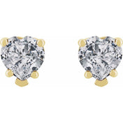 14K Yellow Natural White Sapphire Stud Earrings