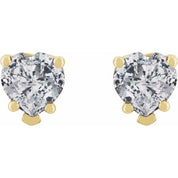 14K Yellow Natural White Sapphire Stud Earrings
