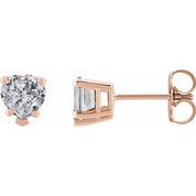 14K Rose Natural White Sapphire Stud Earrings