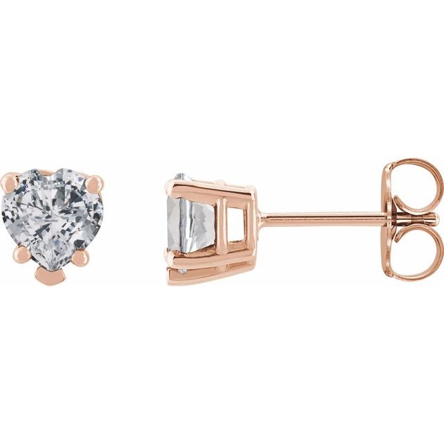 14K Rose Natural White Sapphire Stud Earrings