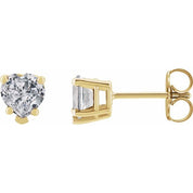 14K Yellow Natural White Sapphire Stud Earrings