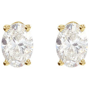 14K Yellow 5x3 mm  Lab-Grown Ruby Earring