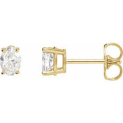 14K Rose 5x3 mm  Lab-Grown Blue Sapphire Earring