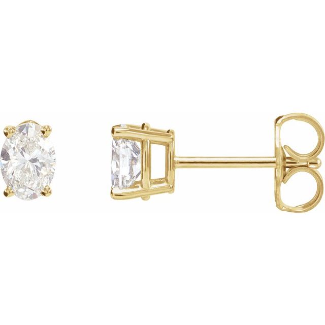 14K Rose 5x3 mm  Lab-Grown Blue Sapphire Earring