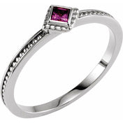Sterling Silver Natural Amethyst Family Stackable Ring - 71520:6007:P