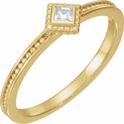 14K Yellow Natural White Sapphire Family Stackable Ring