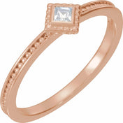 14K Rose Natural White Sapphire Family Stackable Ring