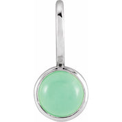 14K White Natural Chrysoprase Charm/Pendant