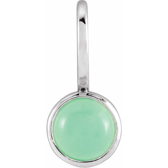 14K White Natural Chrysoprase Charm/Pendant