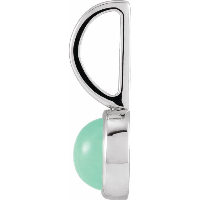14K White Natural Chrysoprase Charm/Pendant