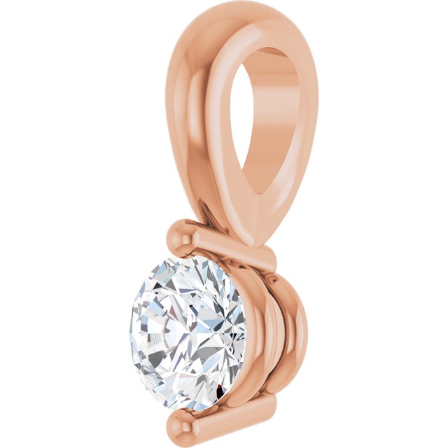 14K Rose 1/10 CT Lab-Grown Diamond Pendant