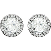 14K White Lab-Grown White Sapphire & 1/8 CTW Natural Diamond Earrings
