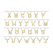 14K Gold Block Font Initial Necklace 16" in Rose Yellow & White
