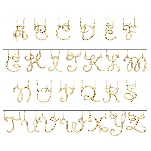 14K Yellow Script Initial J 16" Necklace