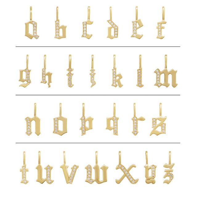 14K Yellow .05 CTW Natural Diamond Gothic Initial P Charm/Pendant