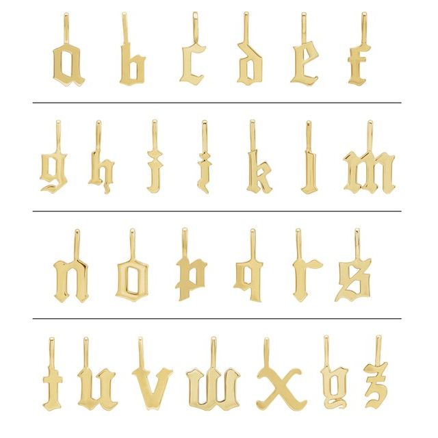 14K White Gothic Initial U Charm/Pendant