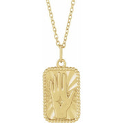 14K Yellow Hamsa Hand Tarot 16-18" Necklace