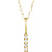 14K Yellow .07 CTW Natural Diamond Vertical Bar 16-18" Necklace