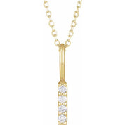 14K Yellow .07 CTW Natural Diamond Vertical Bar 16-18" Necklace