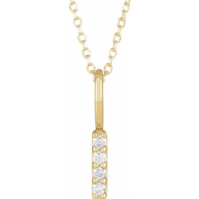 14K Yellow .07 CTW Natural Diamond Vertical Bar 16-18" Necklace