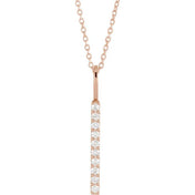 14K Rose 1/6 CTW Natural Diamond Vertical Bar 16-18" Necklace