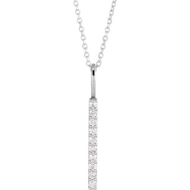 14K 1/6 CTW Lab-Grown Diamond Vertical Bar Necklace 16-18"
