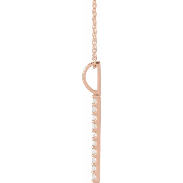 14K Rose 1/6 CTW Natural Diamond Vertical Bar 16-18" Necklace