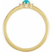 14K Yellow Natural Turquoise & .07 CTW Natural Diamond Halo-Style Ring