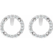 Sterling Silver .05 CTW Natural Diamond Semi-Set Halo-Style Stud Earrings