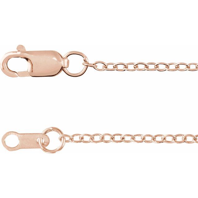 14K Rose Gold 1.3 mm Cable Chain 24" - CH1202:614:P