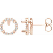 14K Rose .05 CTW Natural Diamond Semi-Set Halo-Style Stud Earrings