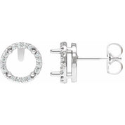 Sterling Silver .05 CTW Natural Diamond Semi-Set Halo-Style Stud Earrings