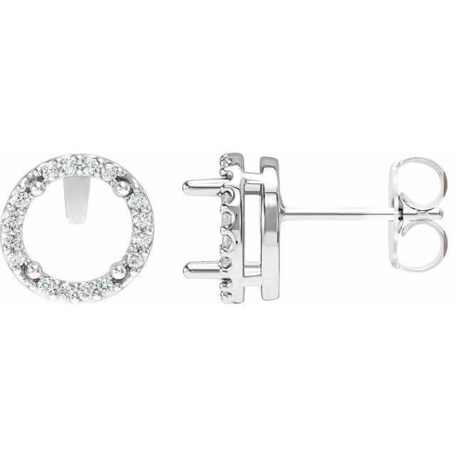 Sterling Silver .05 CTW Natural Diamond Semi-Set Halo-Style Stud Earrings