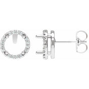 Platinum .05 CTW Natural Diamond Semi-Set Halo-Style Stud Earrings