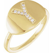 14K Yellow .06 CTW Natural Diamond Initial Y Ring