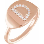 14K Rose 1/10 CTW Natural Diamond Initial D Ring