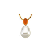 14K White 6x6x6 mm Natural Rhodolite Garnet Semi-Set Pendant for 10-15 mm Pearl