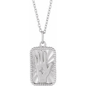 Platinum Hamsa Hand Tarot 16-18" Necklace
