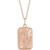 14K Rose Hamsa Hand Tarot 16-18" Necklace