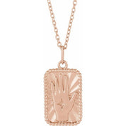 14K Rose Hamsa Hand Tarot 16-18" Necklace