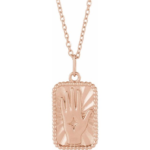 14K Rose Hamsa Hand Tarot 16-18" Necklace