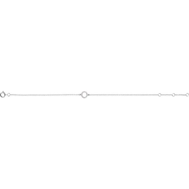 14K White .06 CTW Natural Diamond Initial O 6-7" Bracelet