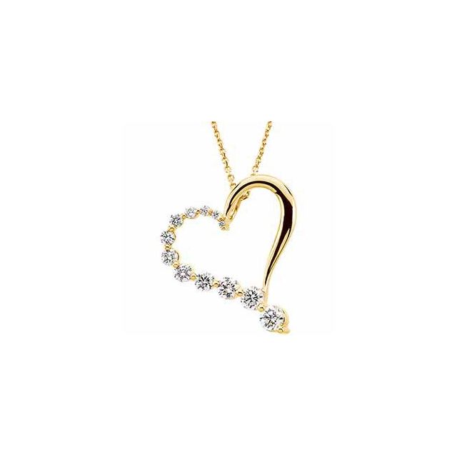 14K Yellow 1 CTW Natural Diamond Journey Heart 18" Necklace