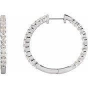 14K Diamond Hoop Earrings, Hinged Series 653631