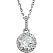 14K White Lab-Grown White Sapphire & 1/10 CTW Natural Diamond 18" Necklace